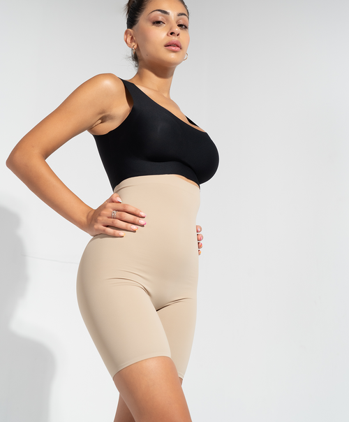 Short reductor tiro alto beige