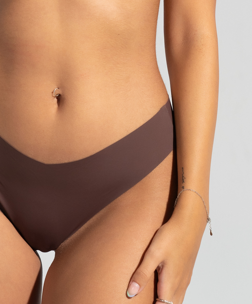 Brown Laser Cut Invisible Thong
