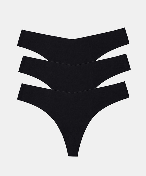Pack black 3 Laser Cut Thongs