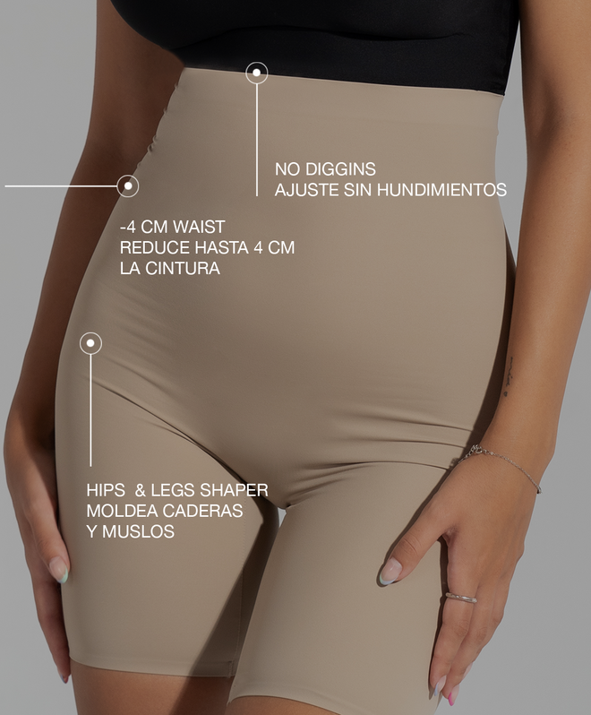 Short reductor tiro alto beige