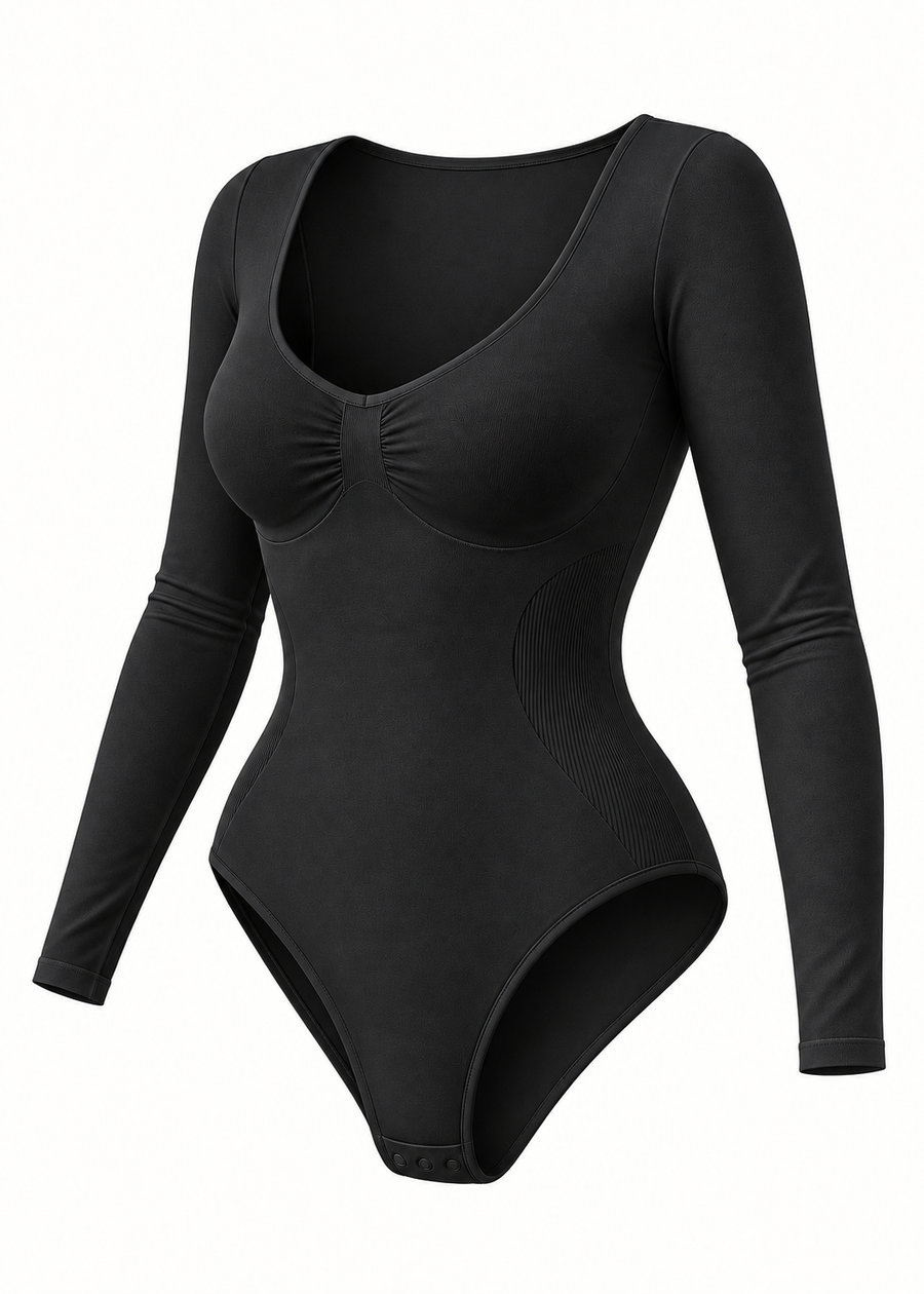 Body reductor manga larga negro