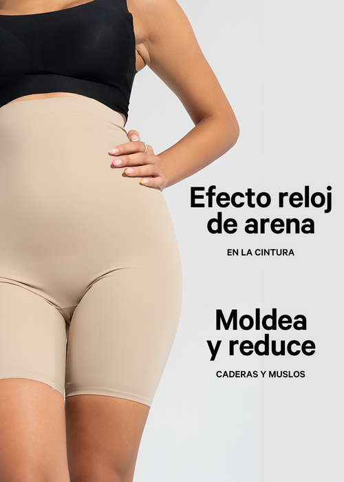 Short reductor tiro alto invisible beige