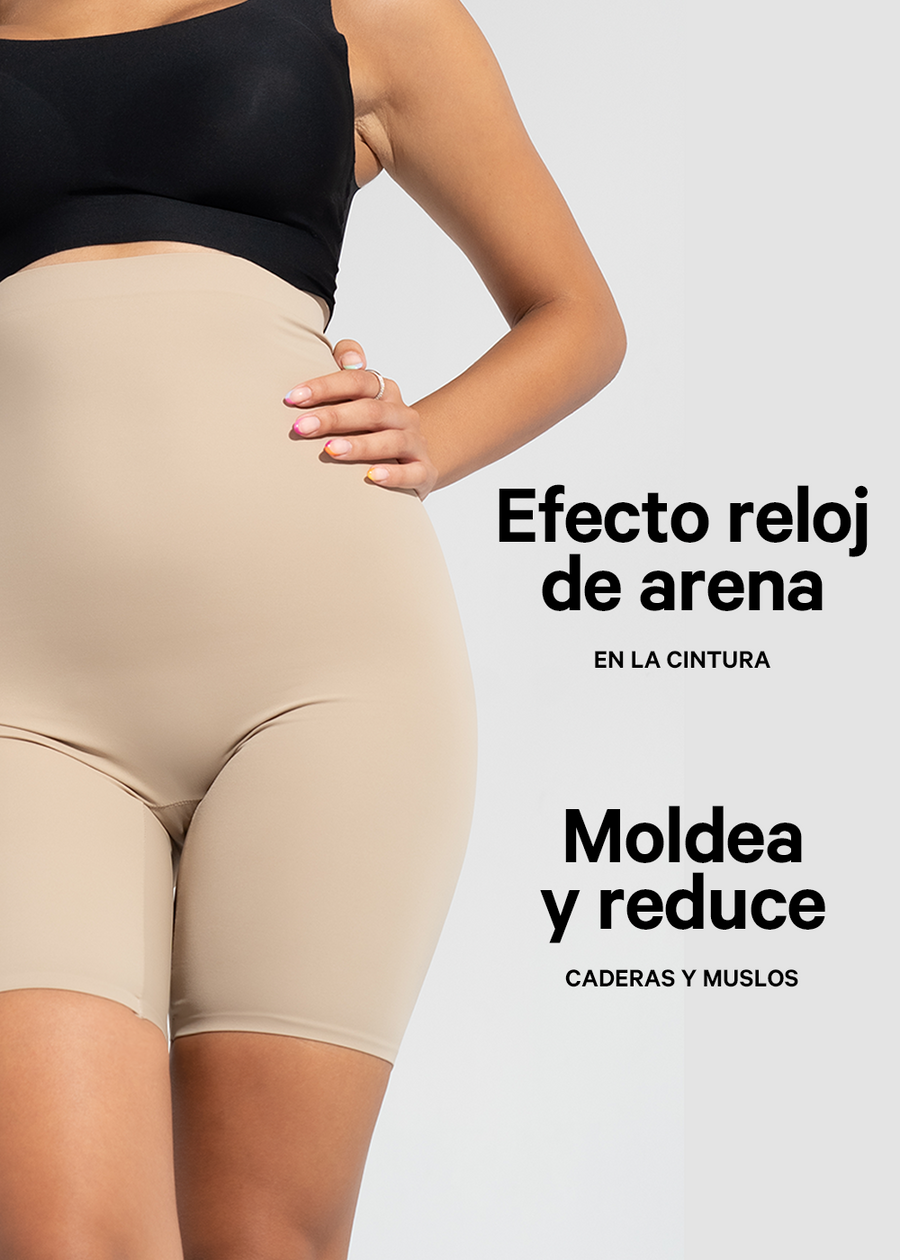 Short reductor tiro alto invisible beige