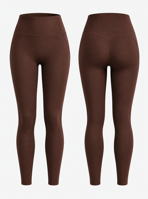 Silueta: leggings reductores chocolate, vista frontal y trasera