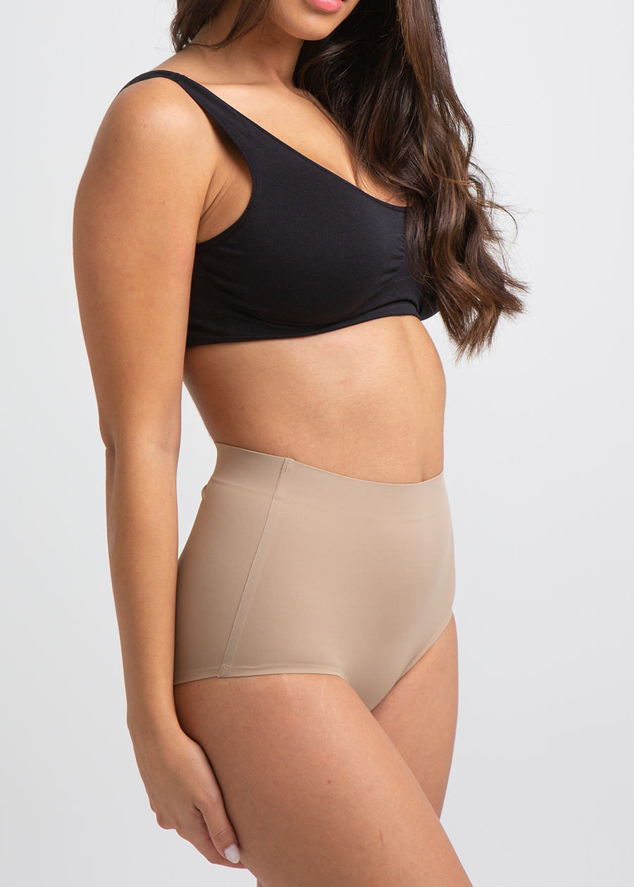 Nude high-waist reducing panties