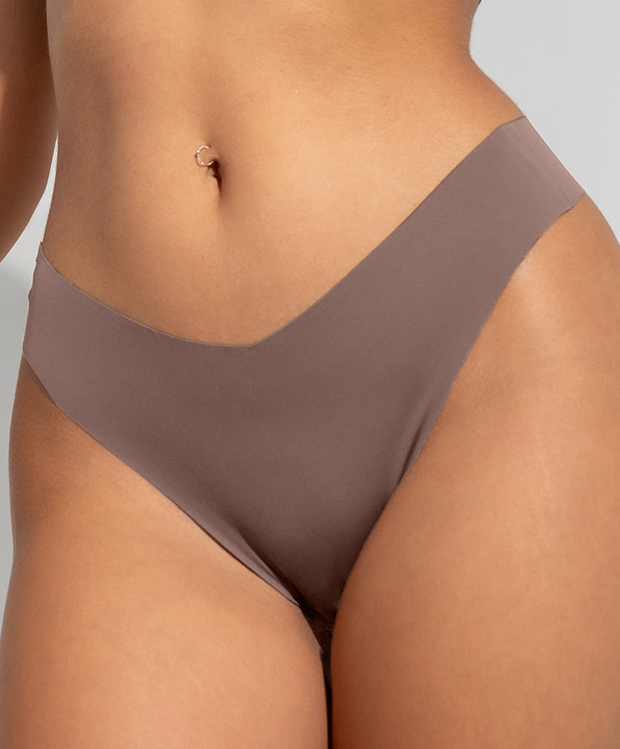 Invisible Thong Laser Cut Taupe