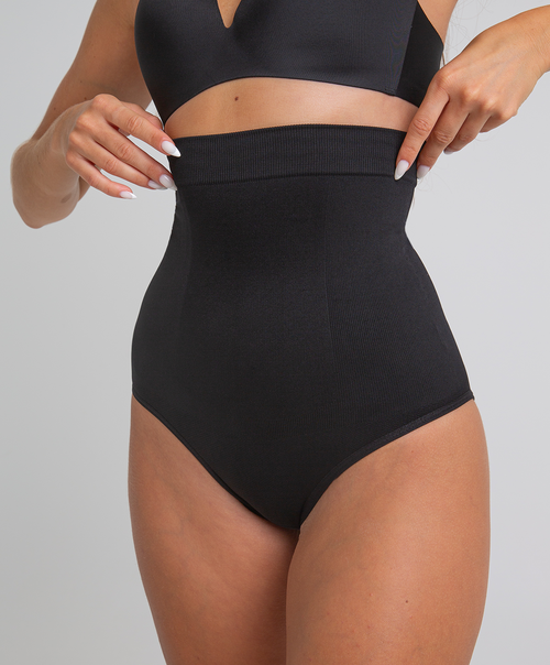 High-waist reducing panties Black