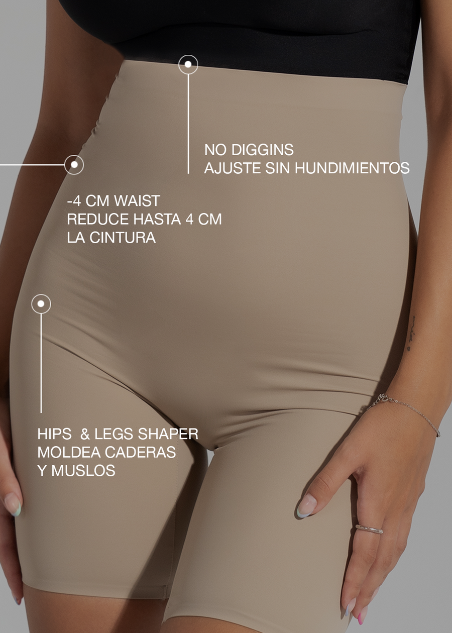 beige high-waisted slimming shorts