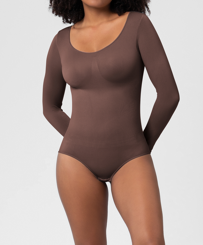 Body reductor manga larga marrón