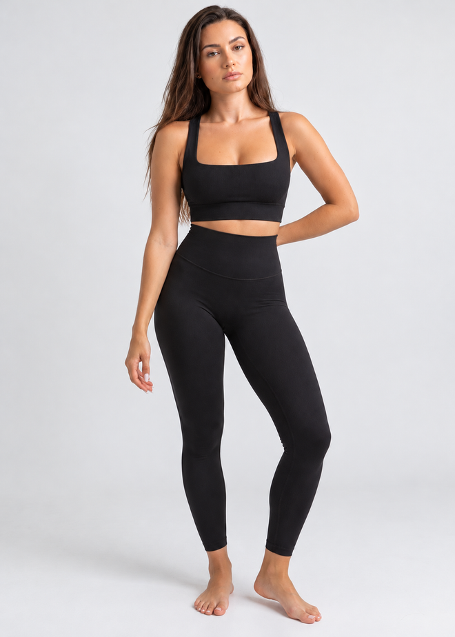 Set leggings reductores negros + top alta sujeción negro
