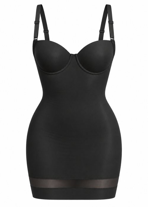 Silueta: vestido moldeador negro de corte mini